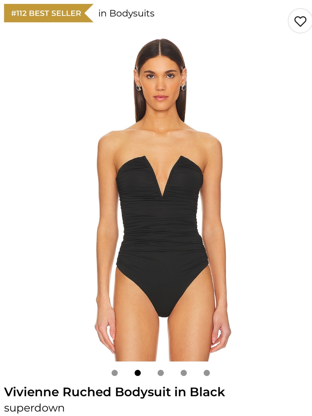 Revolve Superdown Vivienne Ruched deep V plunge Bodysuit Black - XS never worn